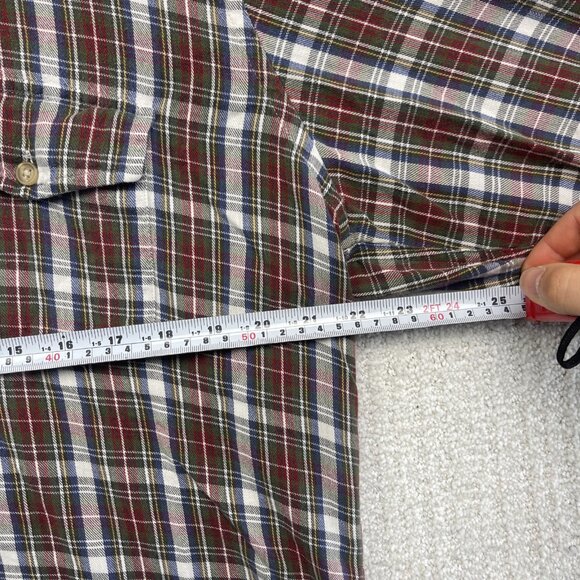 Vintage 90s Woolrich Flannel Button Down Shirt Mens Red Blue Green USA Made READ - Picture 7 of 14